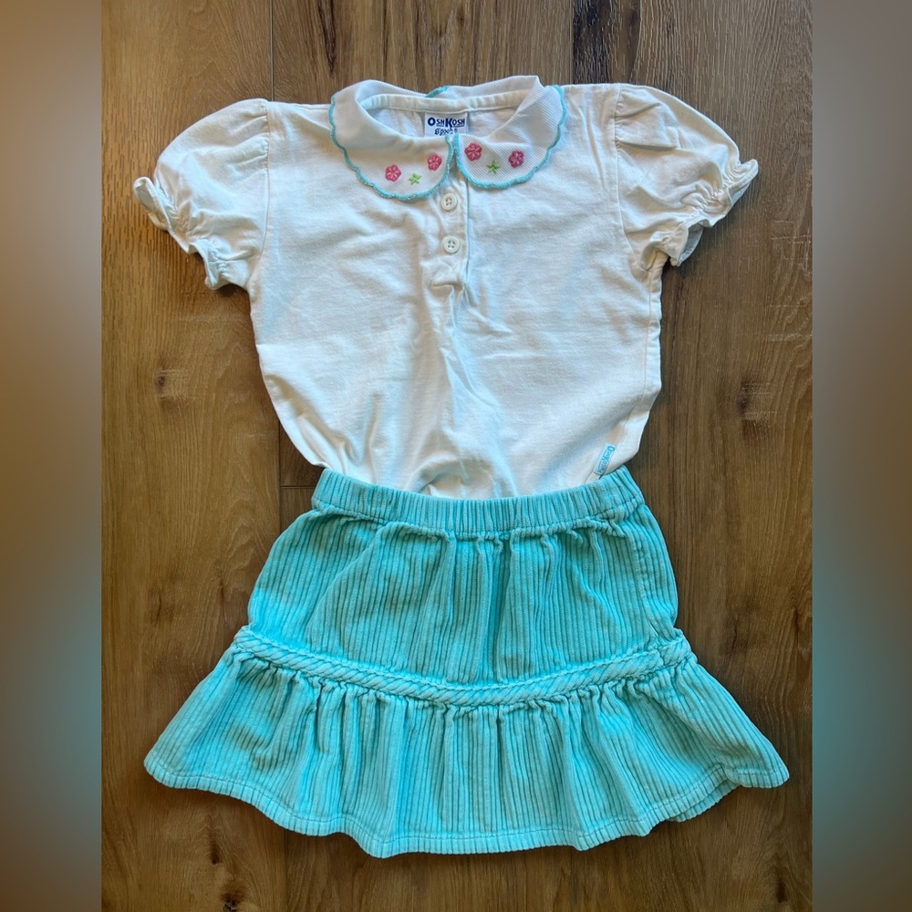 OshKosh B’gosh Embroidered Collar Puff Sleeve Top Shirt Size 4T Vintage Charm
